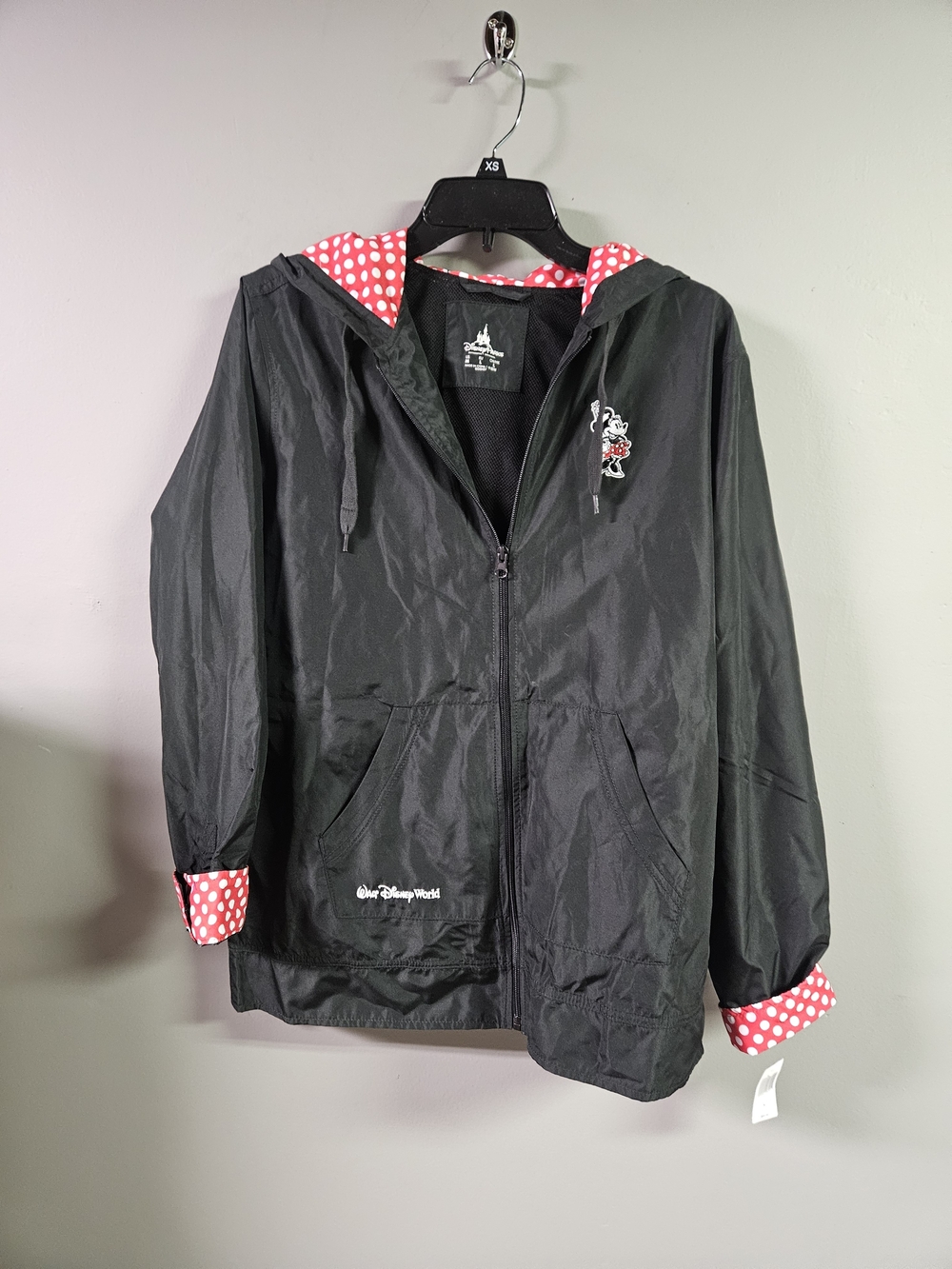 Disney Parks Minnie Mouse Women's Medium Black Windbreaker Rain Coat